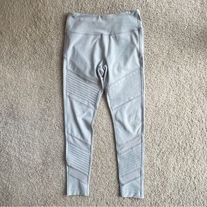 Mondetta Light Gray Moto Mid Rise Leggings Small Mesh Solid Performance Silver